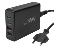Ładowarka i akumulator HAMA Stacja ładująca o mocy 65W 2X USB-C 2X USB-A CZARNA